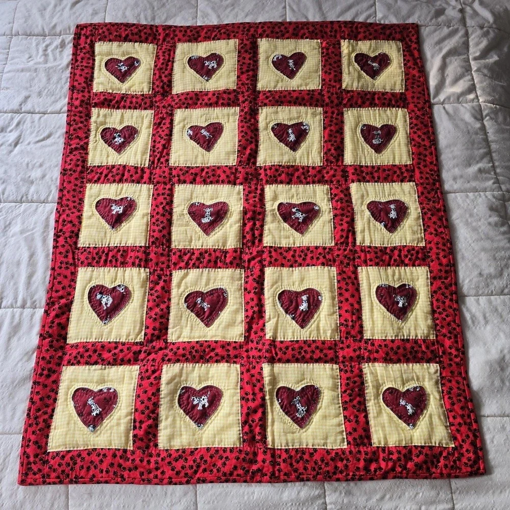 Handmade Disney 101 Dalmatians Baby Quilt Set Plush Dogs Burp Cloth‎ Gift